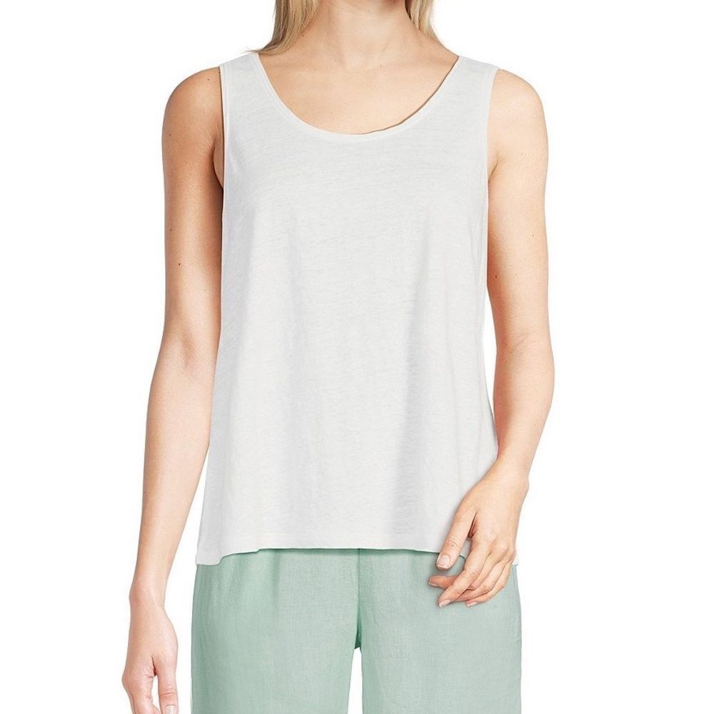 Eileen Fisher NWT Organic Cotton Scoop Neck Tank in Ice Periwinkle Size …